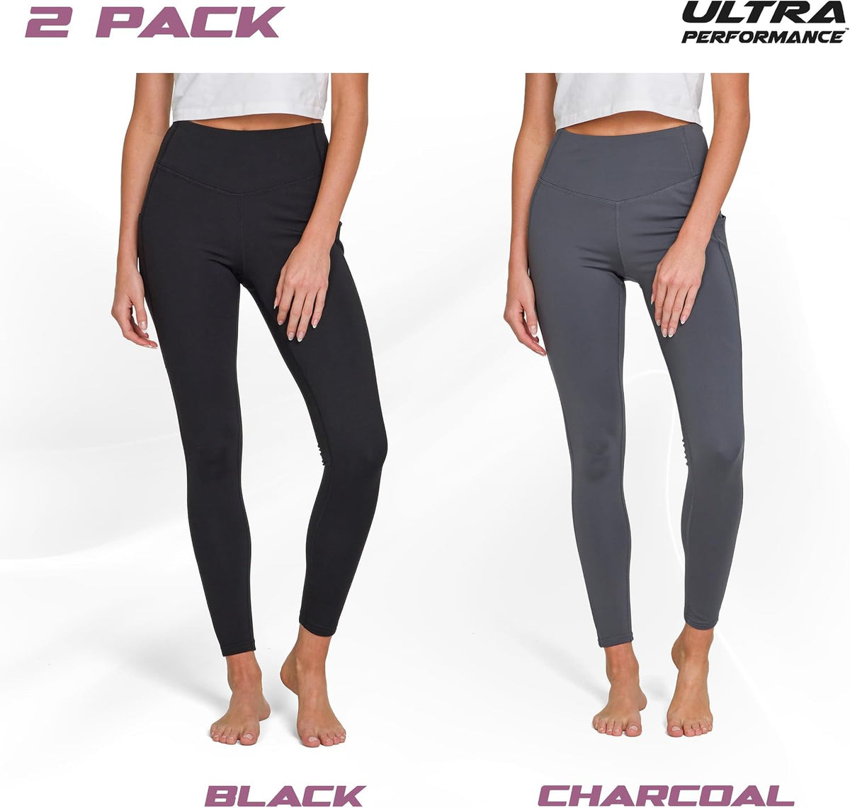 Fleece Lined Leggings 2 Pack High Waisted Leggings