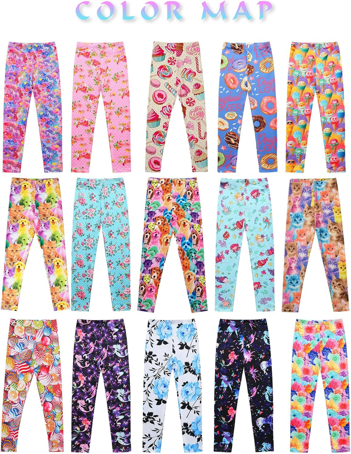 Girl Unicorn Leggings Kid Rainbow Print Legging Tights Trousers Slim Long Pants