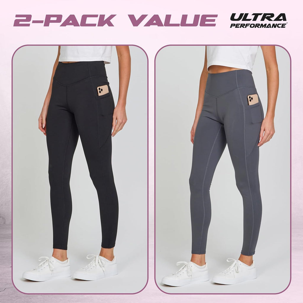 Fleece Lined Leggings 2 Pack High Waisted Leggings
