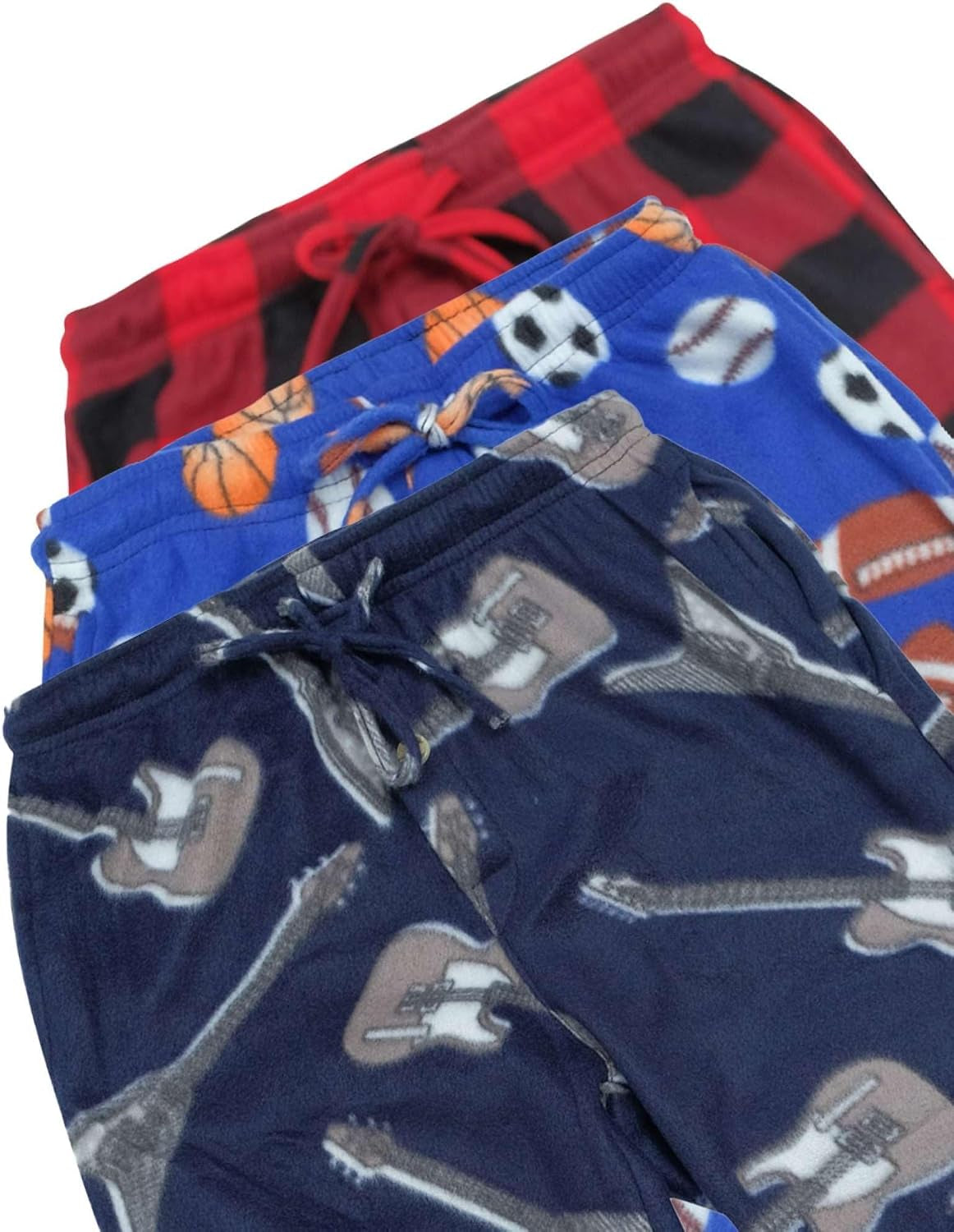 3 Pack Boys' Fleece Pajama Pants Sleepwear Pjs Kids Teens Bottoms Pockets